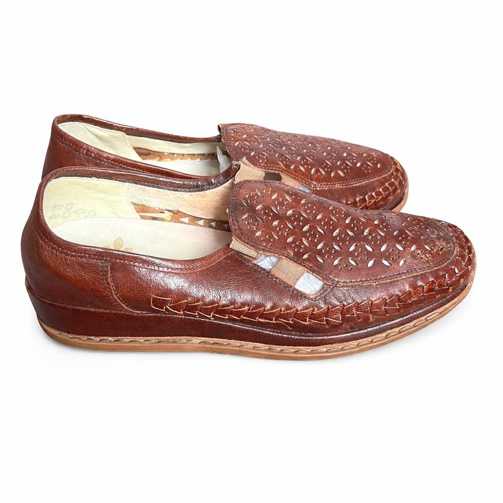 Rieker Anti-Stress Leather Loafers – Brown Cut-Out Comfort Shoes | 37 / US 6-6.5